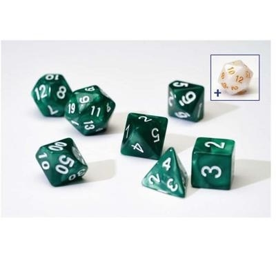 Pearl Green Grey Acryli Dice set - Rollespilsterninger - Sirius Dice